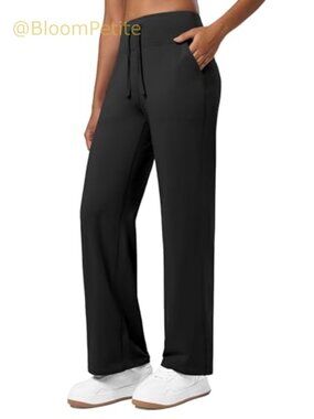 Fleece Lined Wide Leg Thermal Yoga Pants High Waist Drawstring Pockets